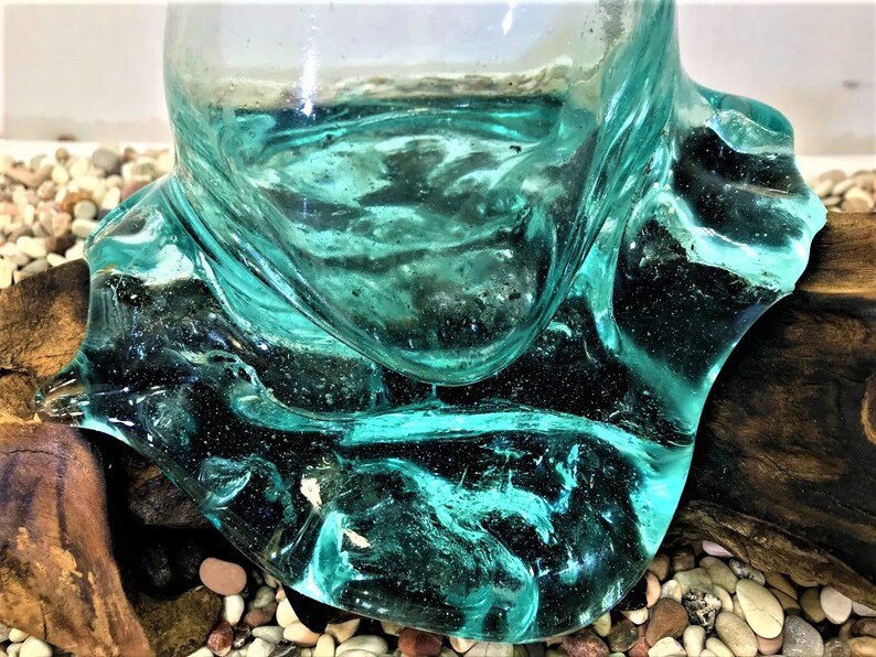 Melted Glass Vase Molten Glass Vase Melted Glass Vase Over Etsy