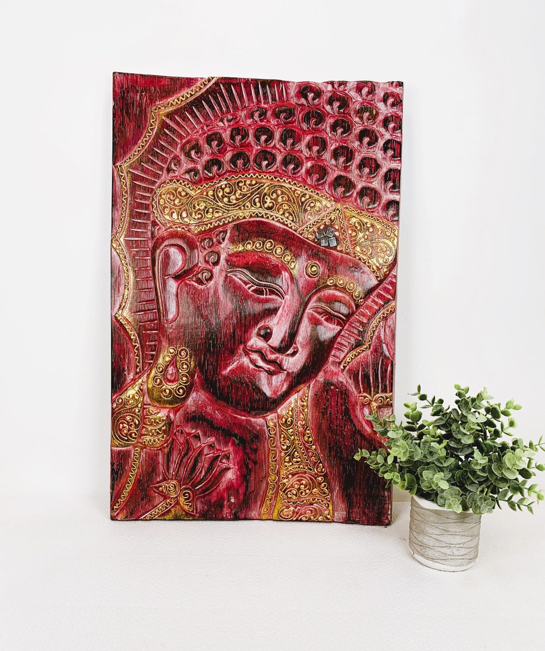 BUDDHA WALL CARVING, Bali Home Decor, Buddha Wall Art, Hindu Painting