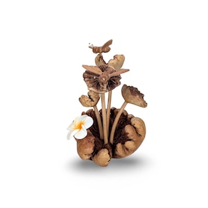 HAND-CARVED MUSHROOM, Mushroom Wood Carving, Wooden Mushrooms Art, Rustic Mushrooms, Decorative Mushroom Statuette, Teak Mushroom Figurine