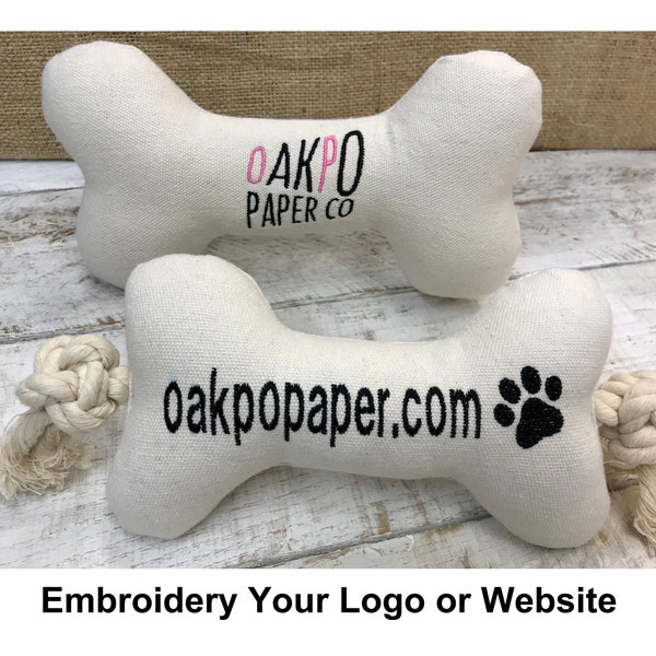 Personalized Dog Toy with Your Logo or Company Website. Embroidered Logo or Customized Font Text