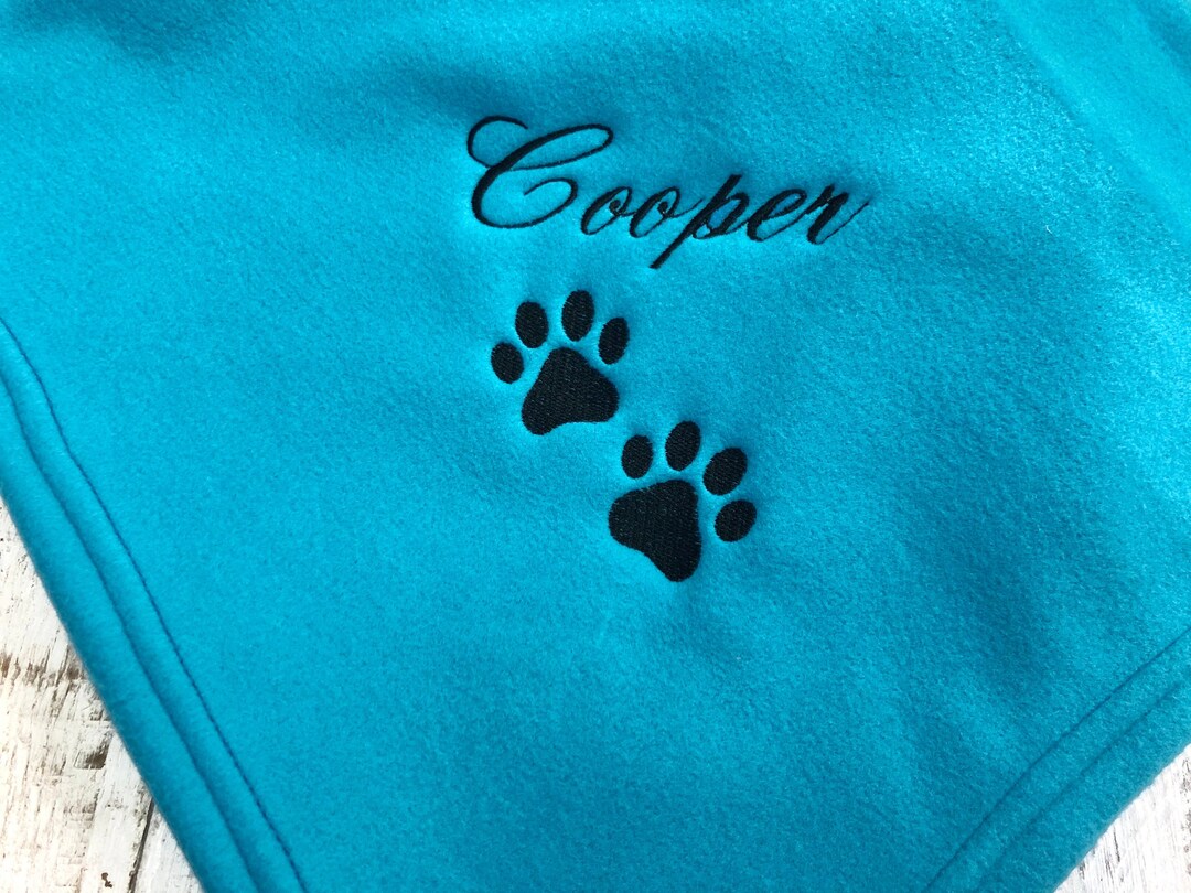 Personalized Dog Blanket, Custom Pet Blanket. Embroidered Dog Name