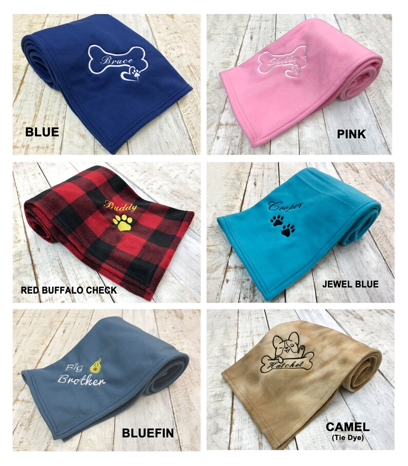 Personalized Dog Blanket Puppy Blanket. Embroidered Dog Name Etsy