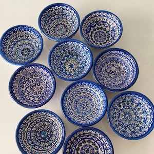 10x Turkish Ceramic Bowls Set, Tapas Ceramic Bowl Set, Meze Bowl Set, Mezze Serving Bowl Set of Ten, 8 cm (3.1&quot;)