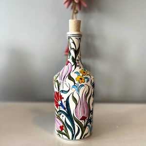 Turkish Ceramic Oil Bottle, Olive Oil Bottle, Ceramic Bottle, Ceramic Oil Bottle, Mediterranean  Kitchen Decor, Mediterranean Ceramic Bottle