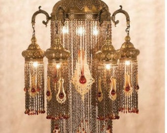 Ottoman Turkish Chain Chandelier, Restaurant / Cafe Lighting, Huge Chandelier, Luxury Chandelier, Oriental Chandelier, Unique Chandelier