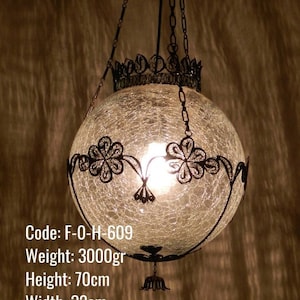 Filigree Turkish Chandelier, Unique Kitchen Ceiling Lamp, Transparent Round Ceiling Lamp, Glass Round Ball Shape Ceiling Lamp, Globe Lamp