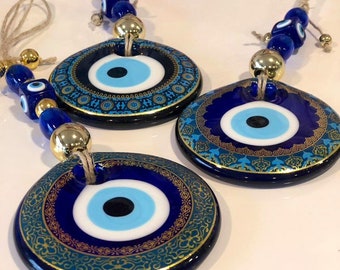 3x Evil Eye Hanging Set of Three, Unique Evil Eye Hanging Set
