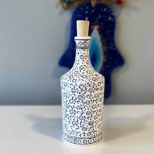 Turkish Ceramic Oil Bottle, Olive Oil Bottle, Ceramic Bottle, Ceramic Oil Bottle, Mediterranean  Kitchen Decor, Mediterranean Ceramic Bottle