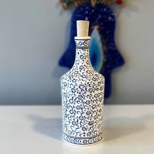 Türkische Keramikölflasche, Olivenölflasche, Keramikflasche, Keramikölflasche, Mediterrane Küchendekoration, Mediterrane Keramikflasche