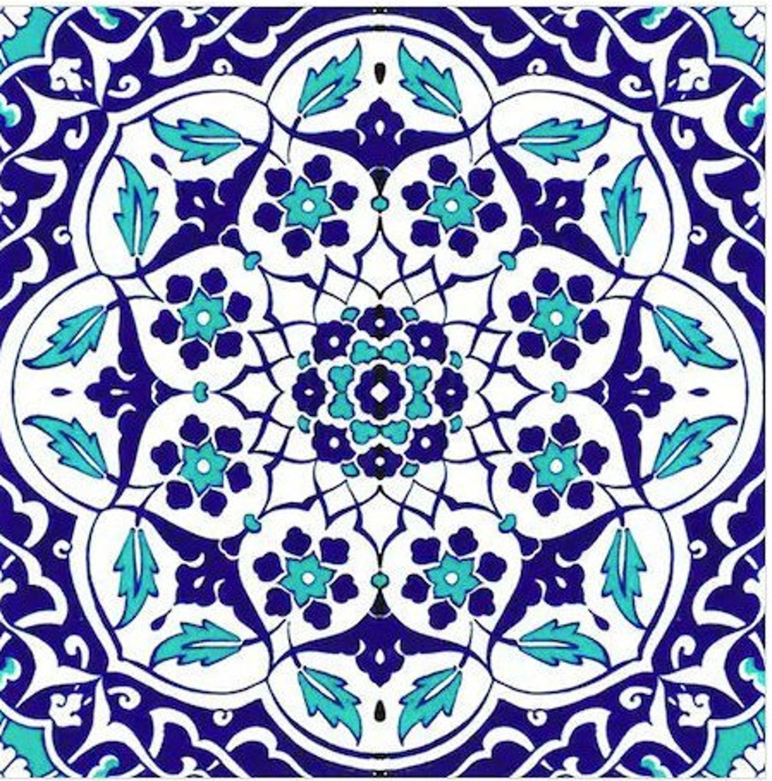 4x Turkish Ceramic Tile Set Of 4 Iznik Ceramic Tiles Hamam Etsy