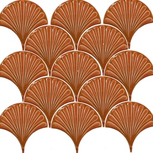 75x Large Tile, Oyster Fish Scale, 17x17 cm each (6.6&quot;), Fish Scale Ceramic Tile, 1 sqm (10.7 sq ft), SPA, Shower Tiles, Terracotta Color