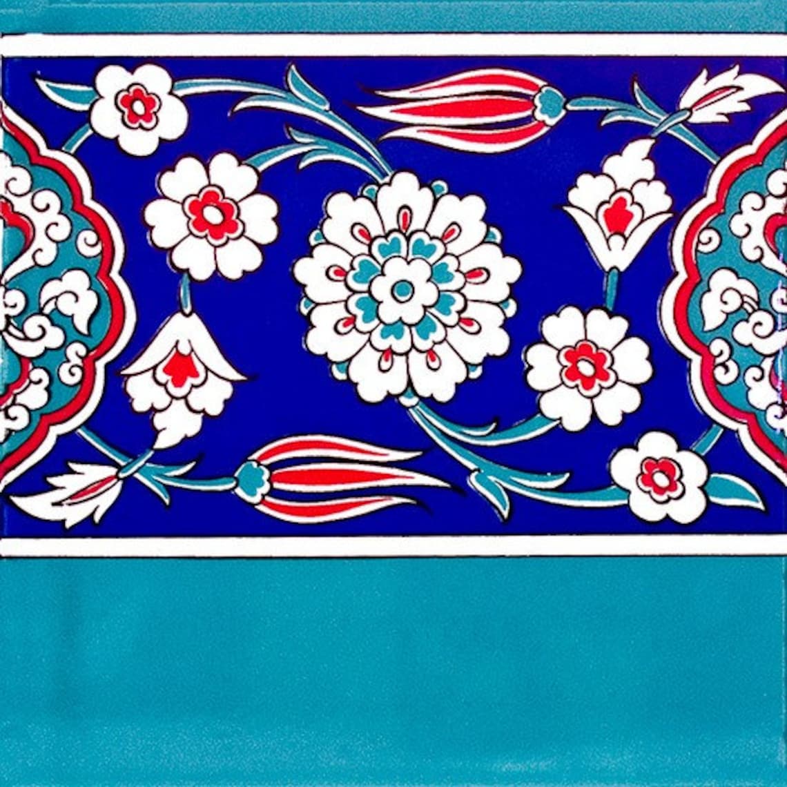 4x Turkish Ceramic Tile Border, Set of 4, Tile Border, Floral Tile ...
