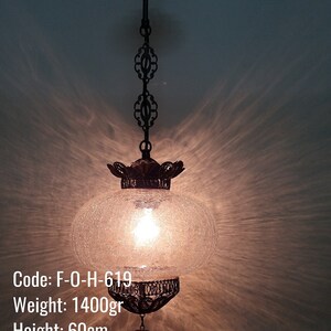Authentic Ottoman Ceiling Lamp, Unique Kitchen Ceiling Lamp, Transparent Round Ceiling Lamp, Glass Round Ball Shape Ceiling Lamp