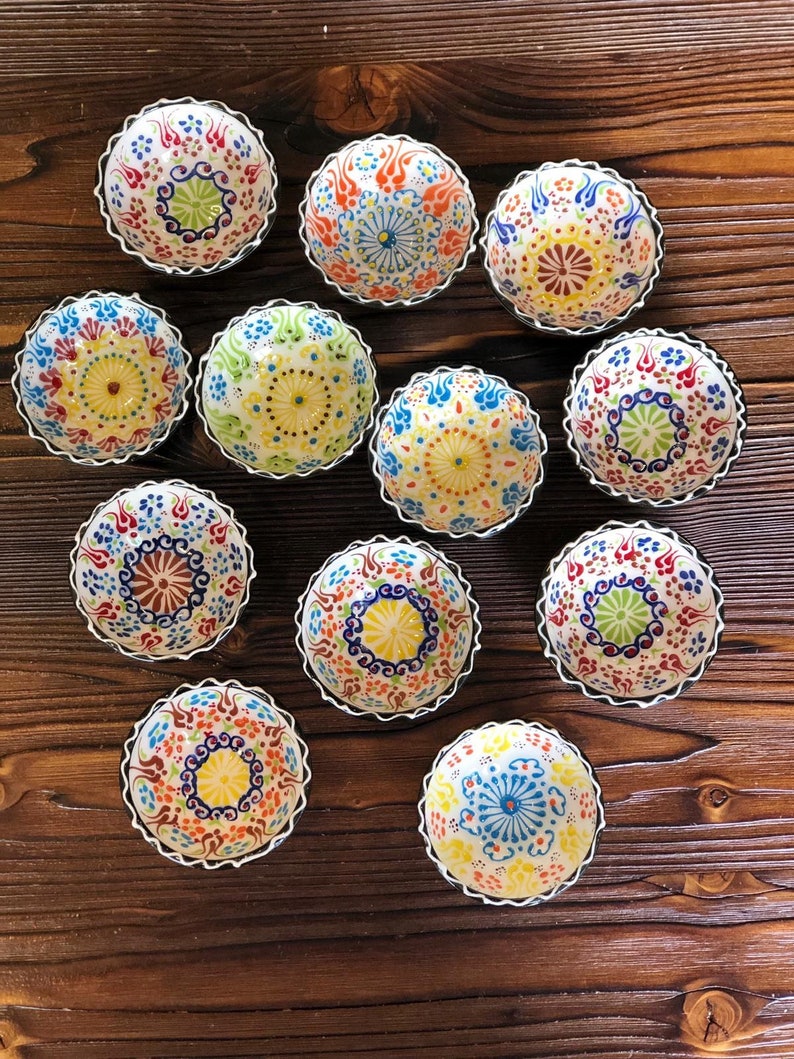 12x Turkish Ceramic Bowls Set of Twelve Small Bowls Colorful Ceramic Bowl Set of Twelve Mezze Serving Bowl Set of Twelve Meze Bowl Set