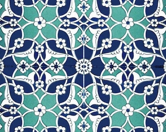 4x Turkish Ceramic Tile, Set of 4, Iznik Ceramic Tiles, Hamam Tile, Kitchen Tile, Stair Tile, 20x20 cm (7.8")