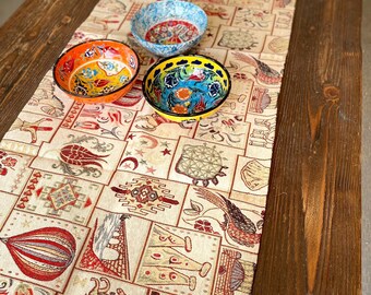Turkish Oriental Table Runner, Oriental Table Runner, Table Runner, Beige Cappadocia Table Runner