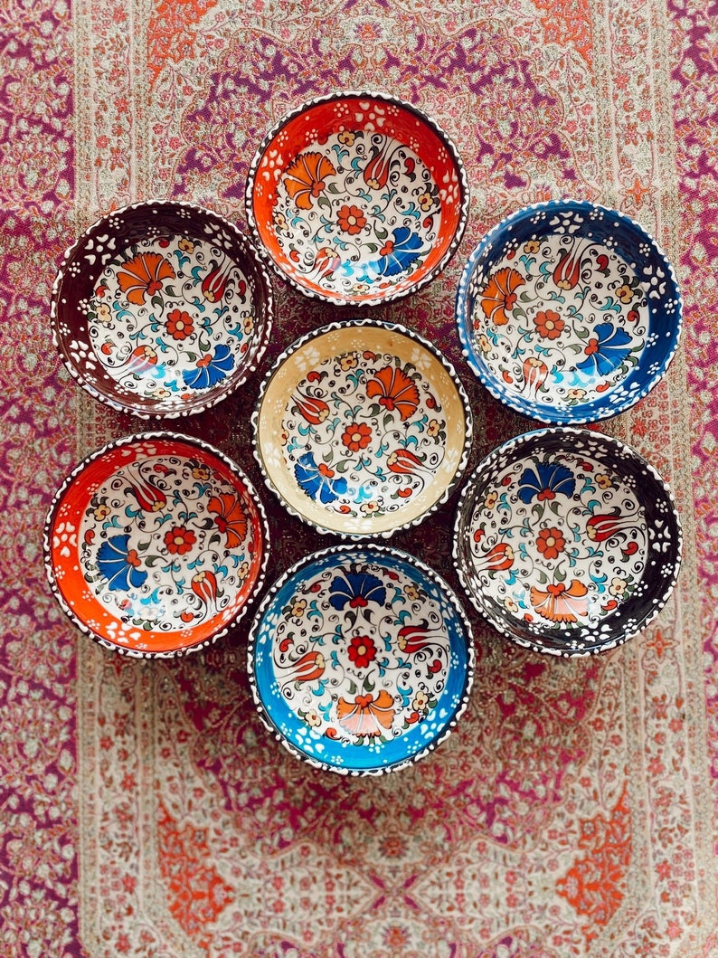 7x Large Turkish Ceramic Bowls Set of Seven Large Ceramic Bowl Etsy