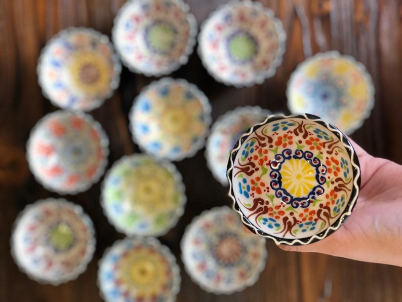 12x Turkish Ceramic Bowls Set of Twelve Small Bowls Colorful Ceramic Bowl Set of Twelve Mezze Serving Bowl Set of Twelve Meze Bowl Set