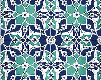 4x Turkish Ceramic Tile, Set of 4, Iznik Ceramic Tiles, Hamam Tile, Kitchen Tile, Stair Tile, 20x20 cm (7.8")