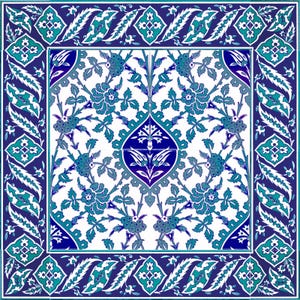 Juego completo de azulejos de cerámica turca (16 piezas), para baño, hammam, escalera, pared y suelo, en rojo y azul, 60 x 60 cm (23,6" x 23,6")