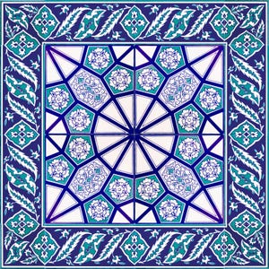 Complete Turkish Ceramic Tile Set, 16 Pieces, Bathroom Tiles, Hamam Tile, Stair, Wall, Floor, Red, Blue, Total of 60x60 cm (23.6" x 23.6")