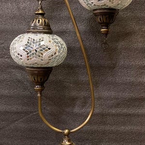 Doppelschirm-Mosaik türkische Tischlampe, große Mosaik-Tischlampe mit zwei Lampen