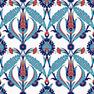 4x Turkish Ceramic Tile, Set of 4, Iznik Ceramic Tiles, Hamam Tile, Kitchen Tile, Stair Tile, 20x20 cm (7.8")