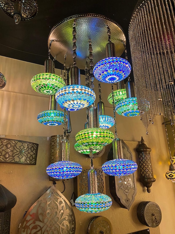 Large Turkish Mosaic Chandelier 12 Lamps Turkish Lamp Mansion