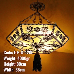Ottoman Hexagon Filigree Ceiling Lamp, Unique Kitchen Ceiling Lamp, Transparent Round Ceiling Lamp, Glass Round Ball Shape Ceiling Lamp