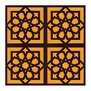 4x Turkish Ceramic Tile, Set of 4, Iznik Ceramic Tiles, Hamam Tile, Kitchen Tile, Stair Tile, 20x20 cm (7.8")