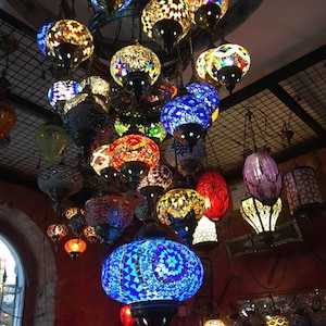 Large Turkish Mosaic Chandelier, 26 Lamps