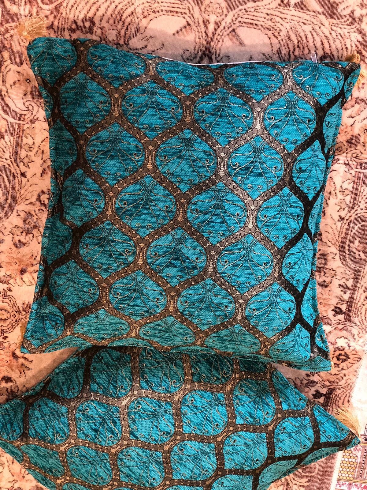 2x Oriental Turkish Pillow Set of Two Blue Oriental Pillow Etsy