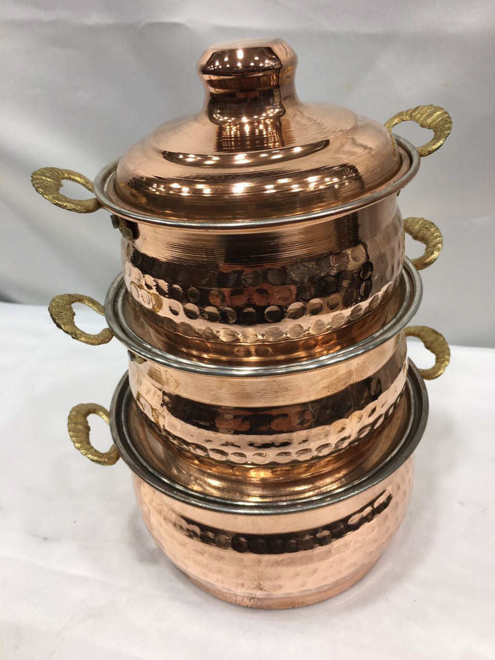 3x Turkish Copper Pot Set of Three Handmade Copper Cooking Etsy