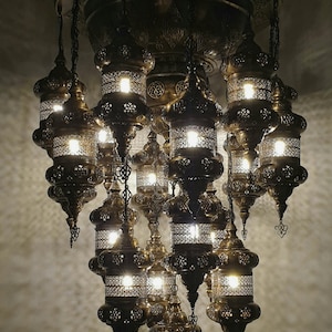 Exclusive Ottoman Chandelier, Lantern Style 15 Lamps Chandelier, Oriental Chandelier, Large Chandelier, Turkish Chandelier, Huge Chandelier