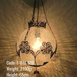 Ottoman Ceiling Lamp, Unique Kitchen Ceiling Lamp, Transparent Round Ceiling Lamp, Glass Round Ball Shape Ceiling Lamp
