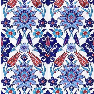 4x Turkse keramische tegels, set van 4, badkamertegels, hamamtegel, keukentegel, wandtegel, vloertegel, rood, blauw, 20x20 cm