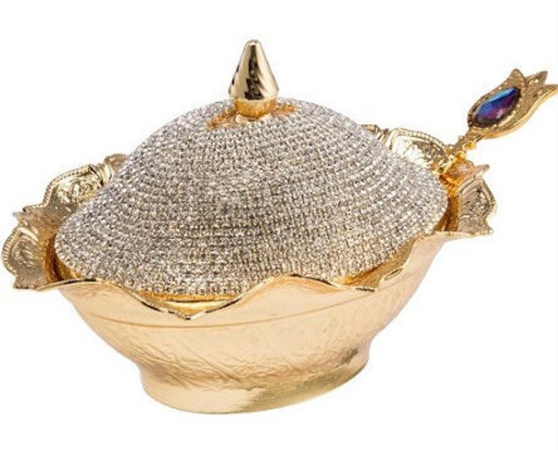 Crystal Coated Turkish Sugar Bowl Turkish Delight Bowl Gold Etsy