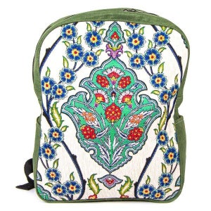 Turkish Tile Inspired Backpack, Kilim Backpack, Oriental Backpack, Ethnic Boho Backpack, Turkish Vintage Style, Kilim Bag, Green Backpack