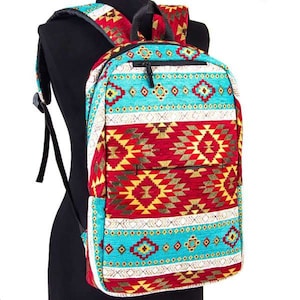 Turkish Kilim Laptop Backpack, Kilim Backpack, Oriental Backpack, Ethnic Boho Backpack, Turkish Vintage Style, Kilim Laptop Bag, Aztec