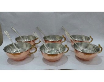 Turkish Copper Mug, Ayran Cup, Ayran Mug, Moscow Mule, Turkish Copper Mug with spoon
