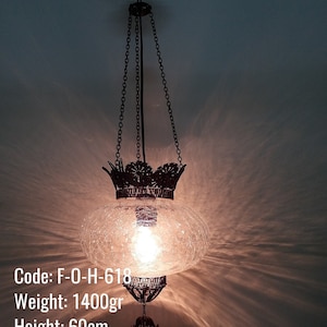Authentic Ottoman Ceiling Lamp, Unique Kitchen Ceiling Lamp, Transparent Round Ceiling Lamp, Glass Round Ball Shape Ceiling Lamp
