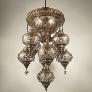 Exclusive Ottoman Chandelier, 9 Lamps, Oriental Chandelier, Large Chandelier, Turkish Chandelier