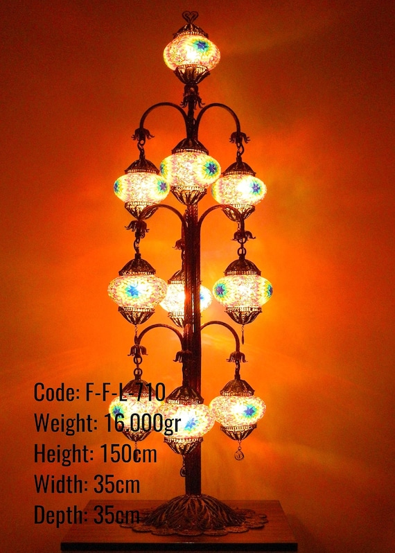 Mosaic Filigree Floor Lamp 10 Lamps Blown Glass Floor Lamp Turkish Floor Lamp