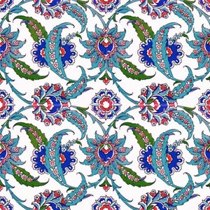 4x Turkish Ceramic Tile, Set of 4, Iznik Ceramic Tiles, Hamam Tile, Kitchen Tile, Stair Tile, 20x20 cm (7.8")