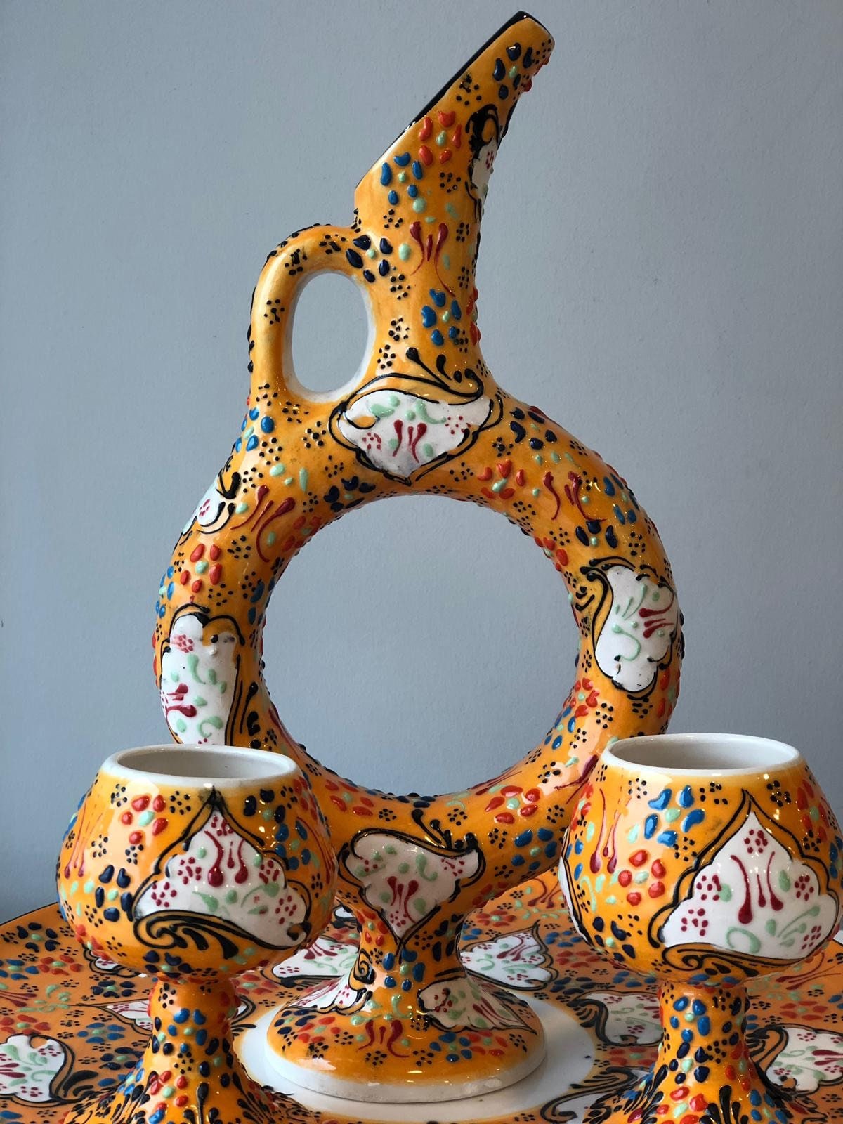 Turkish Ceramic Hittite Jug Set, 30 Cm (11.8
