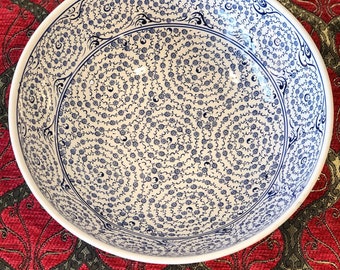 Large Turkish Ceramic Bowl , Large Colorful Ceramic Salad Bowl, Large Salad Bowl, Serving Bowl, 30 cm (11.8"), White and Blue, Golden Horn