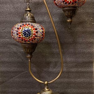 Doppelschirm-Mosaik türkische Tischlampe, große Mosaik-Tischlampe mit zwei Lampen