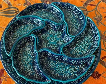 Juego de desayuno de cerámica turca, juego de meze, juego de tapas, juego de mezze, juego de cerámica turca para servir comida