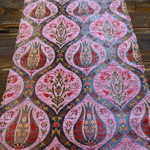 Türkischer Orientalischer Tischläufer, Orientalischer Tischläufer, Tischläufer, Türkischer Tulpen-Tischläufer, Orientalische Tischdecke, Rosa