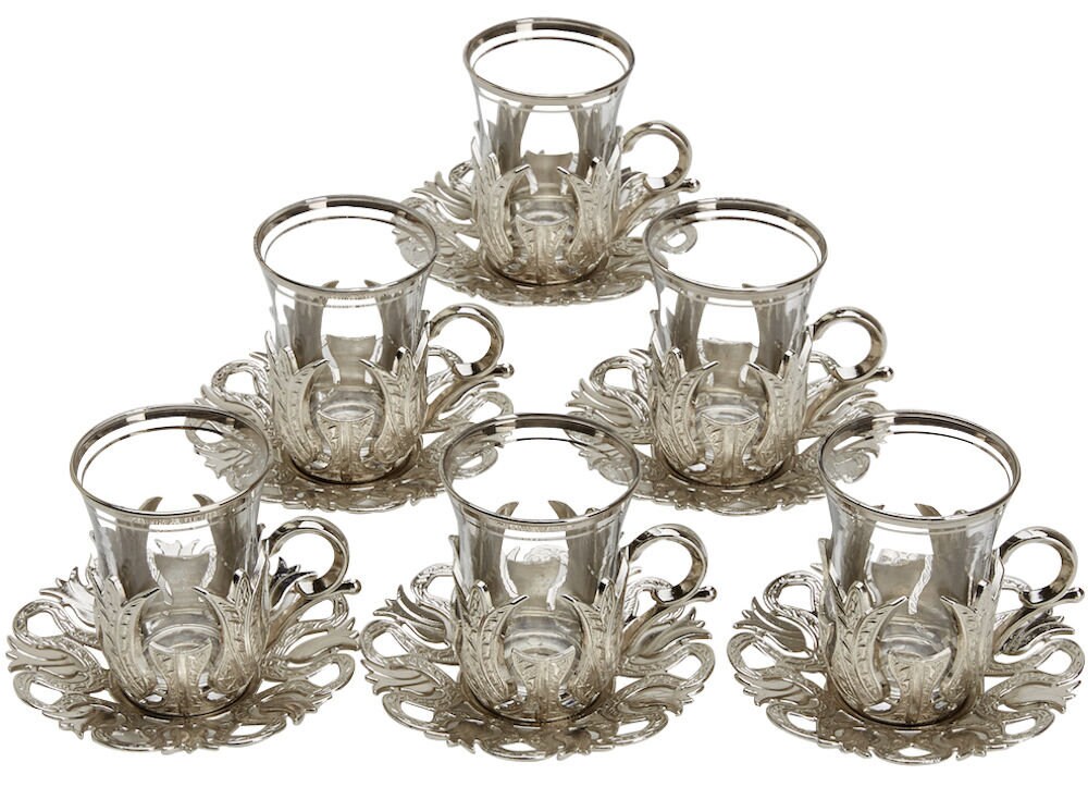 com-four® 6-piece tea glass set original oriental Çay set for 6 people in an elegant design Turkish tea glasses 